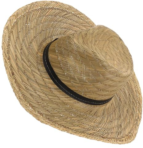 JOINPAYA Cappello da Spiaggia Estivo da Uomo con Ampia Falda, Protezione UV, Leggero in Paglia, per Vacanze al Mare, Piscina e attività all’Aperto, Taglia l (58-60 Cm)