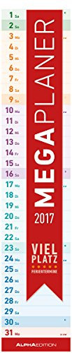 Megaplaner 2017 - Streifenkalender (14,5 x 70) - Streifenplaner 2017: Terminkalender. Viel Platz - Ferientermine