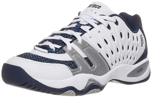 Prince Men's T22 Tennis Shoe,White/Navy/Silver,10.5 M US