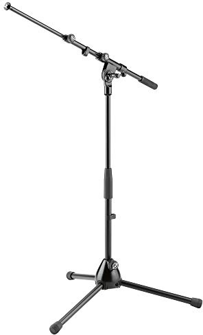K&M - Konig & Meyer 25900.500.55 - Low Level Microphone/Telescopic 2-Piece Boom Arm Stand - Zinc die-cast base - Professional Grade for all Musicians - German Made - Black