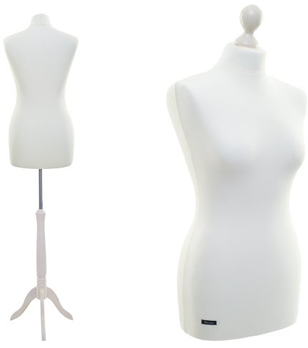 Schneiderpuppe LUCCESI / Größen S - XL (Female) / Torso: L (40-42) / Torso Creme-Weiss / Standfuss Weiss