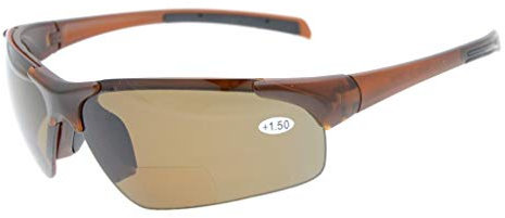 Eyekepper TR90 Unzerbrechliche Sport-halb-randlose Bifocal Sonnenbrillen Baseball-Running Angeln-Fahren Golf Softball Wandern Brauner Rahmen Braune Linse +1.5