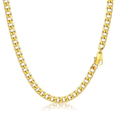 PROSTEEL Halskette Herren Panzerkette Edelstahl Kette Damen Gliederkette Kubanische Edelstahlkette Schmuck Männer Kette 36 bis 76cm lang auswählbar, 4/6/9/13mm breit, in Silber/Schwarz/Gold
