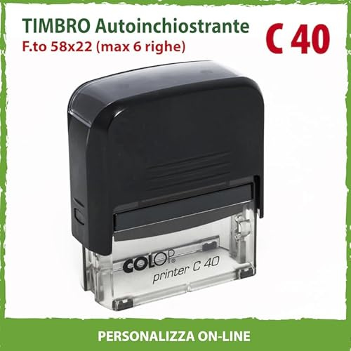Timbro Personalizzato Autoinchiostrante 6 Righe Scegli e Componi Online il Testo Colop Printer C 40 Ufficio Scuola Lavoro