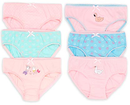 Channo Niña Braguitas de algodón con Dibujos Originales, Suaves y Cómodas - Pack de 6, Aqua, 2-3 años