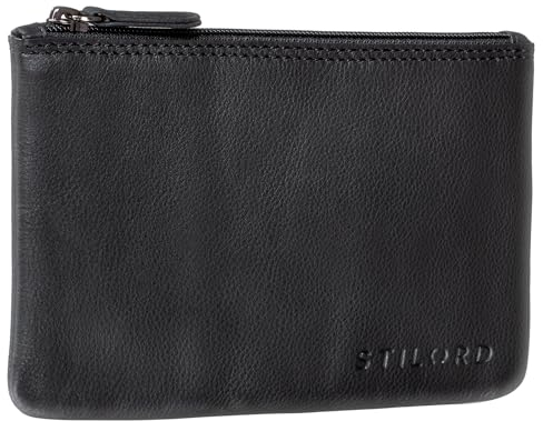 STILORD 'Barry' Vintage Ledermäppchen für Stifte Kosmetik Geld Brille Schlüssel Pass ideal als Stifteetui Federmappe Schminktasche Täschchen aus Leder, Farbe:schwarz