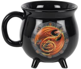 Mystical Dragon Heat-Reactive Mug - 10cm x 10cm (1 Pc.) - Magic Color-Changing Cauldron Design with Illuminating Wiccan Sabbat Symbols - Perfect Gift