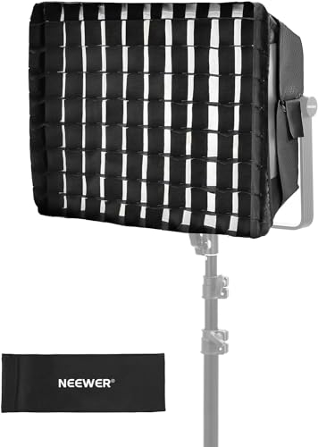 NEEWER Upgraded Softbox Diffuser for PL60C RGB LED Video Light Panel, 15.4x12.6/39x32cm Foldable with Grid/Bag/Blackout Hood, No Need to Remove Barndoors Quick Set Up for Portrait Soft Light, NS6S
