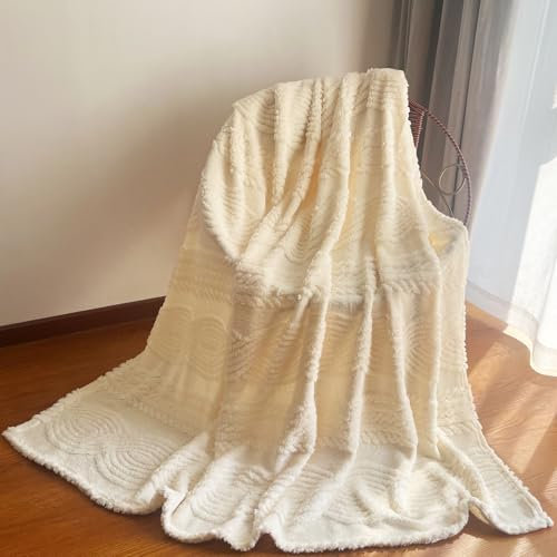 Melldrry Couverture 150x200 cm, Couverture Plaid Polaire Flanelle Super Douce, Personnes Epaisse Douce, Chaude Et Confortable, Couvre-Lit Et Housse De Canapé, Beige