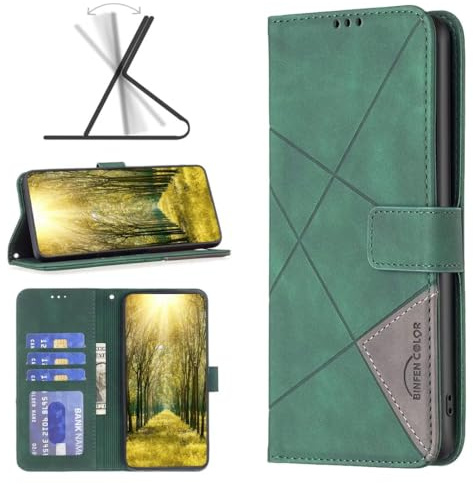 Bnvdfre Handyhülle für Samsung A56 5G Hülle [Premium PU Leder] [Kartenfach] [Magnetverschluss] RFID Schutzhülle Klapphülle Handytasche Lederhülle Tasche Etui Kompatibel für Samsung Galaxy A56 - Grün