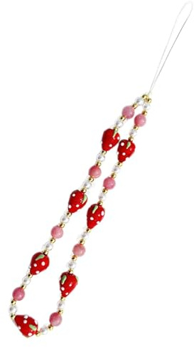 TRHDFW Strawberry Beaded Phone Charm Cute Case Lanyard Aesthetic Cell String Delicate Mobile Straps for Women Girls
