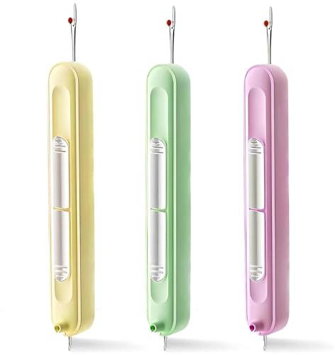 Noaxylic 3 Piezas Enhebrador de Costura 2 en 1, Enebradores de Agujas de Coser, Enhebrador de Agujas y Descosedor, Enhebradores de Agujas Portátiles, para Coser, Tejer, Manualidades, Bordar