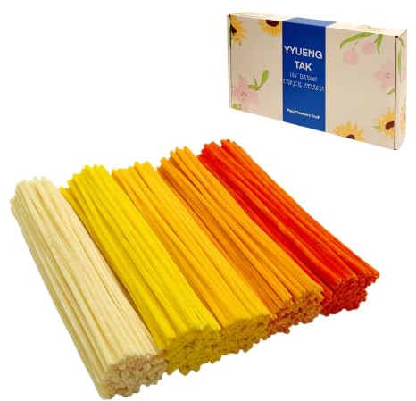 YYUENG TAK 300 st Chenillestickor Gul och Orange med Vicklande Ögon (5 Nyanser) | Yellow Pipe Cleaner (30CM x 6mm), Piprensare Orange för Hantverk: Blommor, Djur, Heminredning och Skapande Aktiviteter