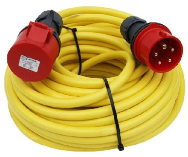 CEE Starkstromkabel 40m 400V / CEE-Verlängerung 16A K35-N07V3V3-F 5x2,5mm² | mit Stecker und Kupplung aus dem Hause PCE