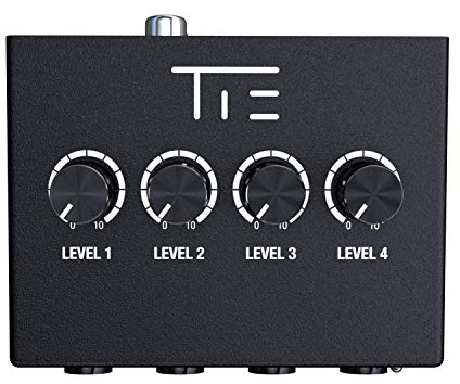 TIE Studio Kopfhörerverstärker 4CH, Headphone Amplifier, Kopfhörer Verstärker (4-Kanal Stereo-Kopfhörerverstärker, kompakt und robust, separater Lautstärkeregelung für jeden Kanal), schwarz 19-90009