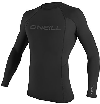 O'Neill Men's Thermo-X Long Sleeve Crew-Neck Rashguard Top, UPF 50+ Sun Protection with 4-Way Stretch Thermal Fleece Fabric, Black, X-Large