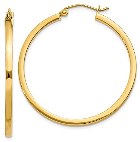PRINS JEWELS Quadratische Creolen 14 Karat 585 Gold Gelbgold - PRI14Q | Quadratische Hochglanz Creolen aus echtem 14 Karat 585 Gelbgold 2 mm breit in Italien gefertigt