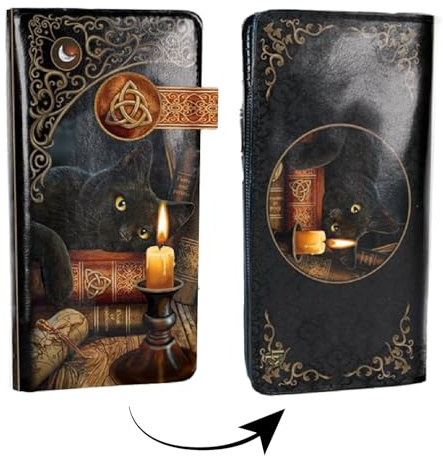 Nemesis Now Lisa Parker Witching Hour Cat Purse, 18.5cm, Embossed Design, Stylish and Spacious Wallet for Women