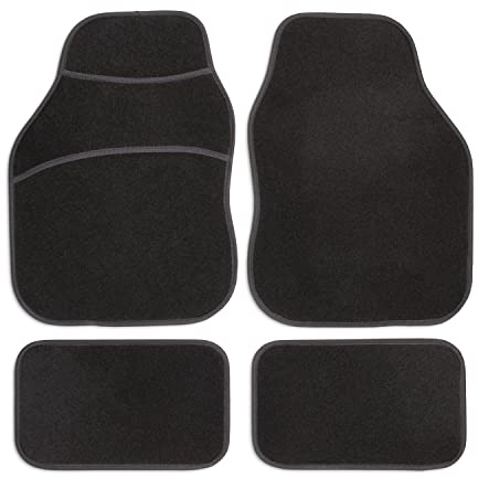 Safe Travel 27601 Universal Car Mats, Left Hand Drive (LHD), Carpet Heel, Grey Binding