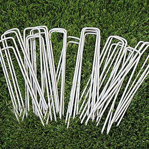GOTOTOP 50-Pack 12 Landscape Garden Staples, Stakes Pins, Heavy Duty Ground Stakes/Pegs, Grass Staple for Securing Ground Cover, Weed, Fabric & Fence Anchors