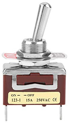 Vikye Hochleistungskippschalter, 5A 250V Momentan Kippschalter 2 Pin 2 Position 12mm, Metall, Silberlegierung, Plattenmontage, Ein/Aus