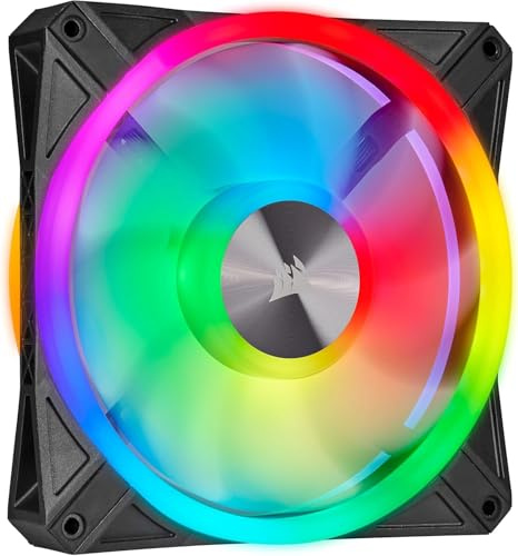 Corsair iCUE QL140 RGB, 140-mm-RGB-LED-PWM-Lüfter – 34 Einzeln Ansteuerbare RGB-LEDs, Schwindigkeiten Bis zu 1,250 U/Min, Geräuscharm, Einzelpackung – Schwarz
