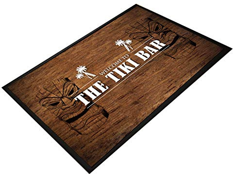 Artylicious Personalisierbare Fußmatte Tiki Bar Bodenmatte Holz-Effekt Bar Pub rutschfeste Bodenmatte