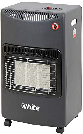 White - Stufa catalitica a Gas GPL a Infrarossi 3 Potenze con Accensione Piezo Elettrica Vano Porta Bombola Dispositivo di Sicurezza e Controllo Fiamma e Livello Ossigeno, Nero