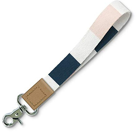 YIHOR Schlüsselband, Schlüsselband, Schlüsselband, Schlüsselband, cooles kurzes Schlüsselband für Autoschlüssel, Kamera, Handy, Charms, Schlüsselband für Damen, Herren und Kinder, rosa / weiß, M