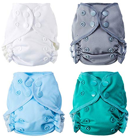Thank u Mom Nyfödd tygblöja allt i ett bambubomull för mindre 5,4 kg babypaket med 4, Natur, 0 Månad