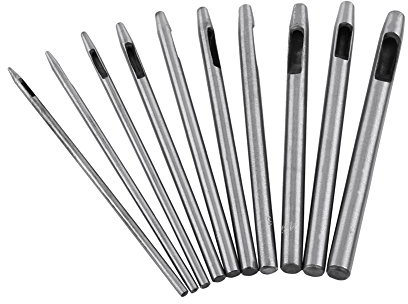 Juego de 10 Perforadoras para Cuero de 0,5 a 5 mm Herramienta de Hueco de Perforación Punzón para Cinturón de Manualidades