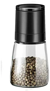 ZeeDa Macina sale e pepe regolabile in ceramica per sale marino e pepe, in vetro, macinino per sale e pepe, macinapepe e macinasale (nero)
