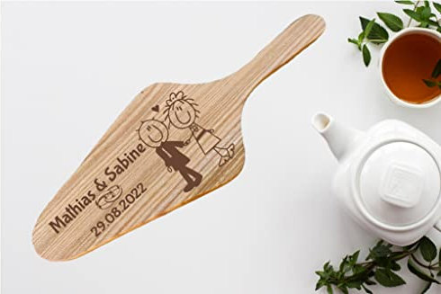 Personalisierter Tortenheber, Kuchenheber, Tortenschaufel aus Holz - Hochzeit Geschenk mit Gravur für das Brautpaar