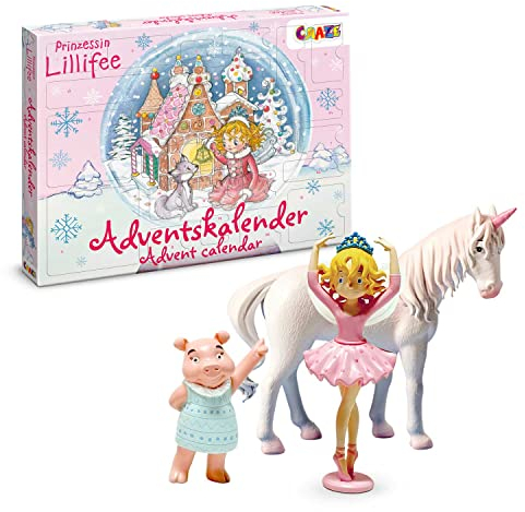 CRAZE Prinzessin Lillifee Adventskalender Kinder - Spielzeug Adventskalender Mädchen mit Prinzessin & Einhorn Figuren