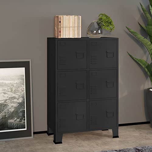 Tidyard Lagerschrank Industrial Aktenschrank Büroschrank Stahlschrank Universalschrank Schrank Mehrzweckschrank Aufbewahrungsschrank Büromöbel Metallschrank Schwarz 75x40x115 cm Metall