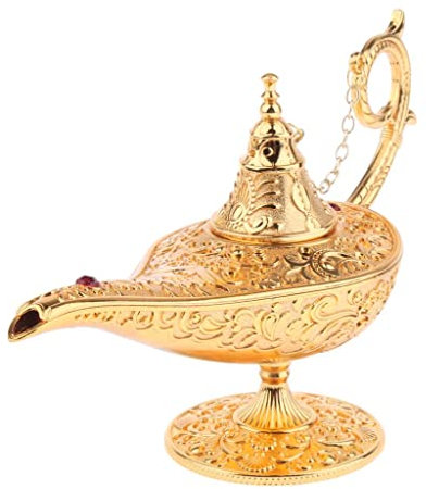 pistro Goldfarbene Metall-Lampe, Vintage-Tee-Ölkanne, arabische Kunst, Handwerk, Geschenk