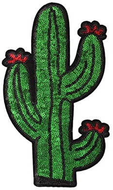 JINZIJINYU Bügelflicken Patches Stücke Cartoon Große Kaktus Blume Stickerei Stoff Patch Patch Kleidung Hosen Loch Füllung Kleidungsstück Zubehör Klebeband Kleber Kaktus 3 Stücke