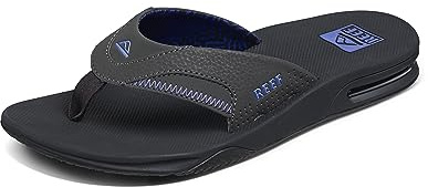 Reef Men's Fanning Flip Flop Sandal with Bottle Opener Raven Purple