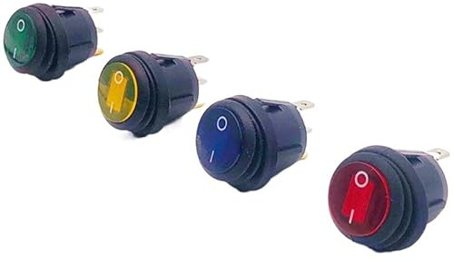 AYAZER 5 pièces Mini Interrupteur à Bascule étanche de Forme Ronde KCD1, Marche/arrêt, 3 Broches, 6A 250VAC/10A 125VAC, équipement électrique avec Puissance d'éclairage Color : Black, Size : LED AC