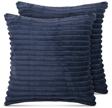 Bestlivings Sofakissen 50x50cm (2er Pack/Dunkelblau) Cord Optik - Kuschelig weicher Bezug mit Reißverschluss - Kissen - Öko Tex - Sofakissen, Dekokissen
