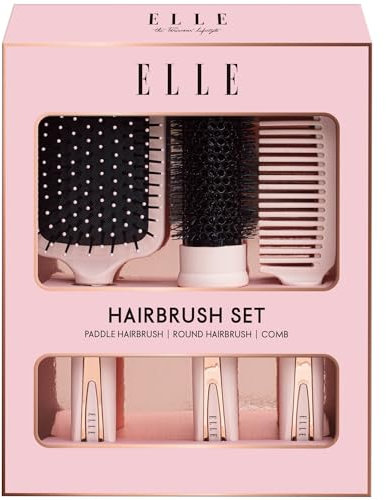 Hairbrush Gift Set 3pc - Includes - 1 x Paddle Hairbrush - 1 x Round Hairbrush - 1 x Comb - Gift For A Teenage Daughter Or Niece This Christmas - Hairbrushes for All Hair Types For Wet Dry Curly