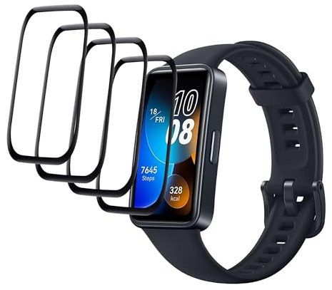 [4 Piezas] Protector Pantalla Compatible Huawei Band 8 TPU Protector de Pantalla [Anti-Arañazos] [Sin Burbujas] 3D Cobertura Completa TPU Film HD Flexible Película Protectora