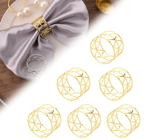 Gold Napkin Rings Set, Christmas Napkin Rings (12 PCS)