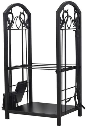 JLXJYS Indoor Fireplace Tools Wrought Iron, Large Fire Log Holder Storage Set Fireplace Tools Set Accessories, Kindling Holders/Firewood Rack