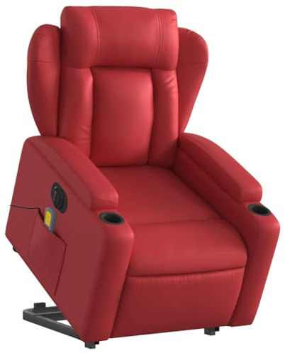 vidaXL Massagesessel mit Aufstehhilfe Elektrisch Rot Kunstleder