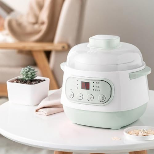 Mijoteuse en Céramique Verte Saine de 1 L, Marmite à Soupe aux Herbes Nid D'oiseau, Marmite électrique avec Minuterie Multifonction pour Usage Domestique (Prise UE 220v)