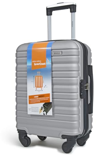 Kinston Kabinenkoffer für EasyJet mit 4 abnehmbaren Rädern - LowCost Größe - Leichtes und langlebiges Handgepäck mit schwenkbaren abnehmbaren Rädern - Grau