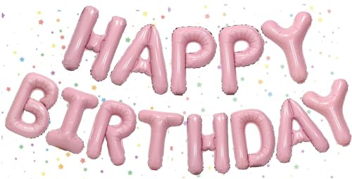 Festone con palloncini di buon compleanno, 40,6 cm, con scritta Happy Birthday, palloncini rosa con scritta Happy Birthday, per ragazzi, ragazze, uomini, donne, decorazioni per feste di compleanno