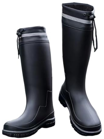 Ovyuzhen Rain Boots for Men Knee High Waterproof Garden Boots Mens Rubber Shoes with PVC Comfort Lightweight Work Mud Boots Resistant Durable Slip for Gardening Fishing Farming
