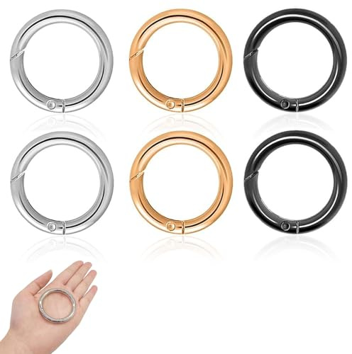 Karabiner Rund 60mm, 6 Stück O Ring Feder Clips Runde Schlüsselring Zinklegierung Groß Karabinerhaken für Schlüsselanhänger Taschen Geldbörsen DIY Handwerkww